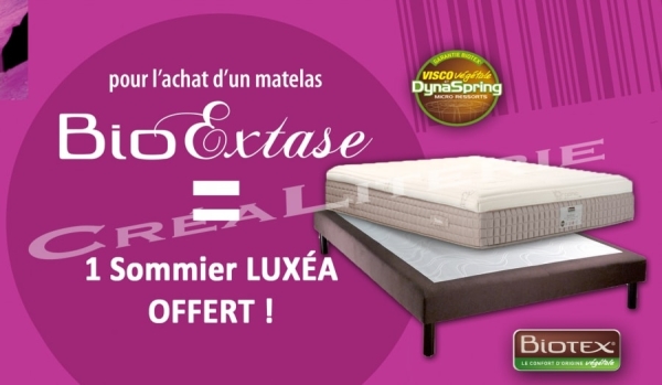 Pack Biotex Bio extase de Biotex (1 matelas Bio Extase acheté, 1 sommier tapissier 23 cm OFFERT) jusqu'au 04/02/2020