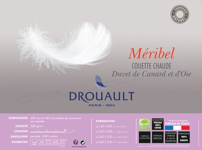 Couette Drouault Villa plate-bande 300 g/m² 100% Fibre polyester SUPRELLE®  MICRO extra gonflante Fabriquée en France - Crealiterie