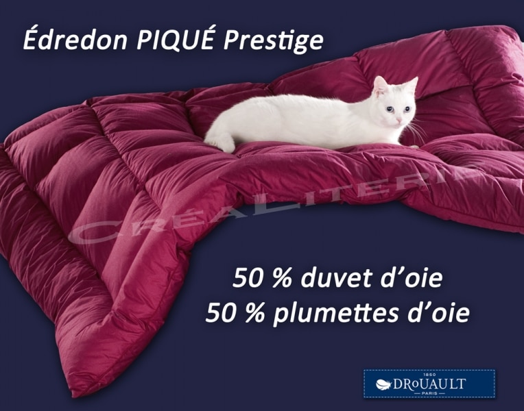 Édredon Piqué Prestige drouault 50 % duvet d'oie et 50 % plumettes