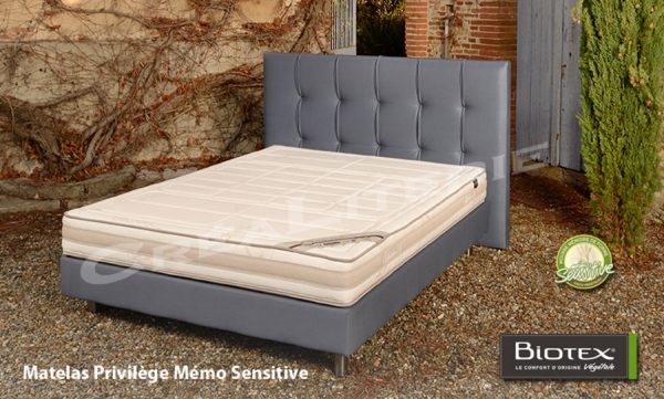 Matelas Biotex  Privilège memo sensitive visco végétale Huile de ricin à mémoire de forme (coutil Organic Coton)