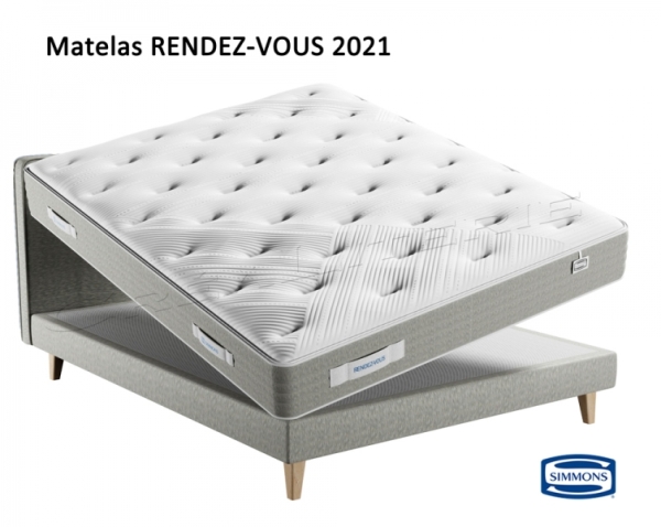 Ensemble matelas + sommier Simmons Rendez-vous 2021 (série limitée) 820 ressorts ensachés Sensoft Évolution® Fabriqué en France