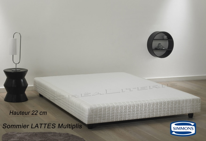 Matelas + sommier 120x190 cm Latex 22cm + Sommier tissu gris