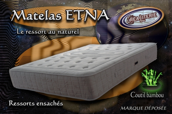 Matelas Ressorts Ensachés ETNA 140x190 coutil BAMBOU Fabrication Francaise
