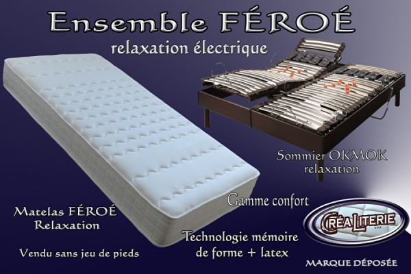 Ensemble Literie Féroé relaxation électrique matelas + sommier