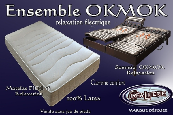 Ensemble Literie Okmok relaxation électrique matelas + sommier Électrique Fabrication Française
