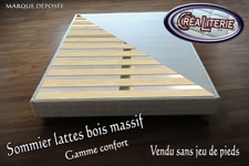 Sommier tapissier 90x190 lattes bois massif