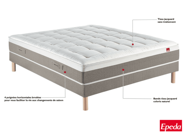 matelas Épéda zéphyr 29 cm ressorts ensachés multi air 3 zones de confort fabriqué en france