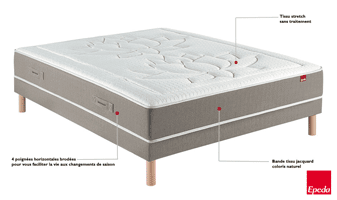 matelas Épéda flore 27 cm, ressorts ensachés multi air, 3 zones de confort, fabriqué en france