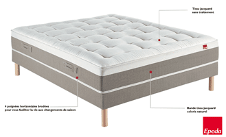 matelas Épéda gaya 31 cm ressorts ensachés multi air 5 zones de confort fabriqué en france