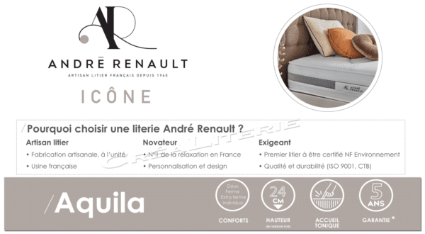 matelas andré renault aquila 25 cm, Éole air soja fabriqué en france