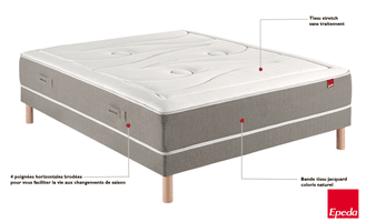 matelas Épéda nymphe 29 cm ressorts ensachés multi air + mémoire de forme 3 zones de confort fabriqué en france