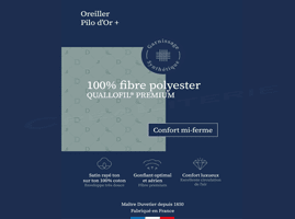 oreiller drouault pilo d'or premium fibre creuse siliconée quallofil®, gonflant aerien fabrication française