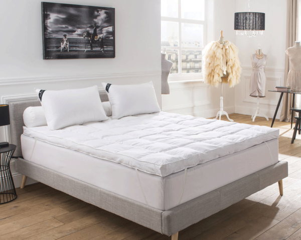 surmatelas drouault palace naturel 1020 g/m² en duvet de canard supérieur fabriqué en france