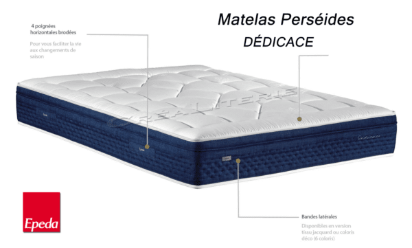 matelas Épéda dédicace perséides 33 cm ressorts ensachés multi air confort moelleux fabriqué en france