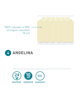 matelas andré renault angelina 24 cm, latexair à 20% d'origine naturelle fabriqué en france