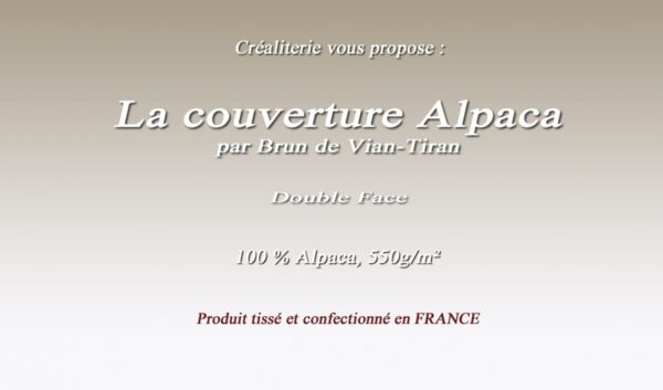 Couverture de lit Bvt Alpaca 550 g/m² Brun de Vian-Tiran Alpaca fabrication Française