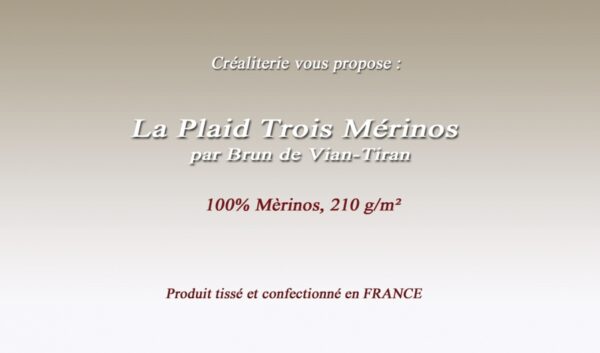 Plaid Bvt Trois Mérinos 210 g/m² Brun de Vian-Tiran en mérinos fabrication Française