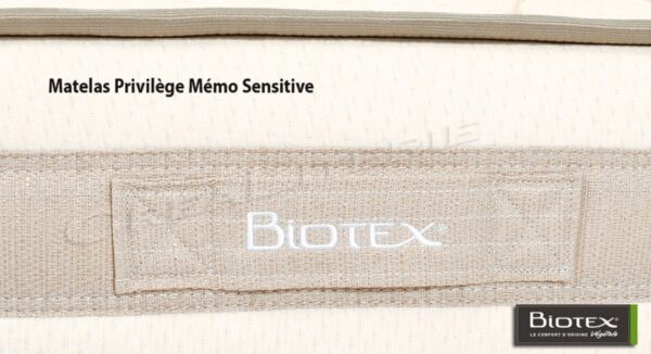 BIOTEX Matelas Privilège visco 160x200 végétale Huile de ricin à mémoire de forme 55 kg/m3 (coutil Organic Coton) – Image 5