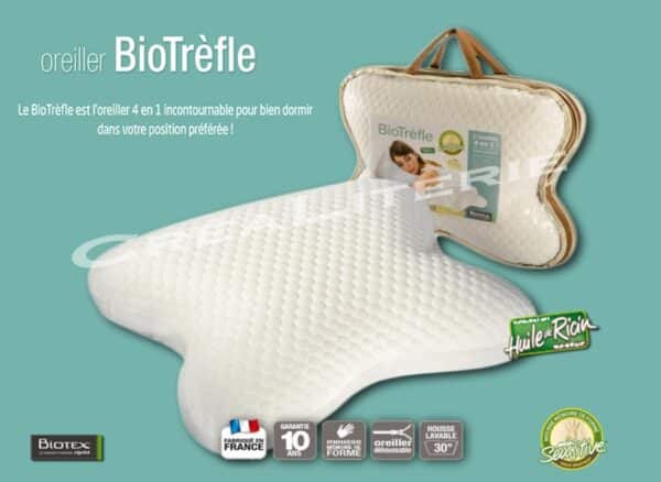 Oreiller biotex Biotrèfle mémo sensitive à mémoire de forme Housse Coton Fabriqué en France – Image 3