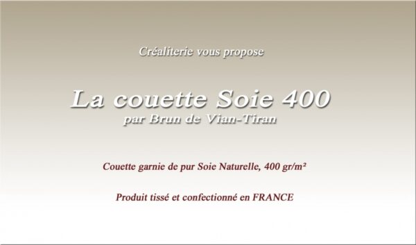 Couette Bvt Soie 400 Naturelle 400 g/m² Brun de Vian-Tiran Soie Naturelle Fabrication Française