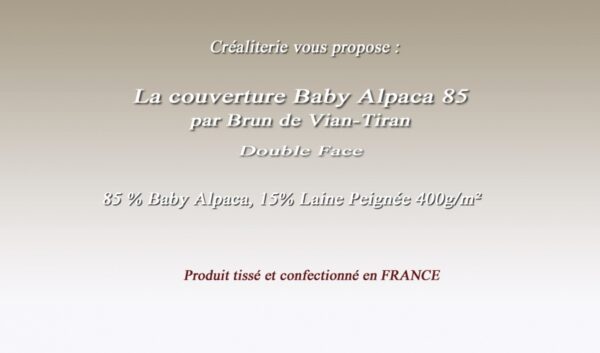 Couverture de lit Baby Alpaca 85 (400 g/m²) Brun de Vian-Tiran(Bvt) en Baby Alpaca et laine peignée