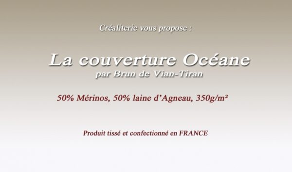 Couverture de lit Océane 350 g/m² Brun de Vian-Tiran 50 % Mérinos 50 % laine Agneau fabrication Française