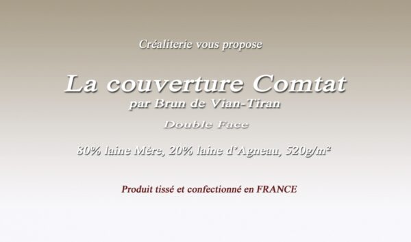 Couverture de lit Comtat 520 g/m² Brun de Vian-Tiran laine mère et agneau fabrication Française