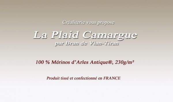 Plaid Bvt Camargue 230 g/m² Brun de Vian-Tiran en Mérinos d'Arles Antique® fabrication Française