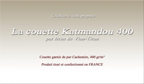 Couette Bvt Katmandou 400 gr/m² Brun de Vian-Tiran en Cachemire Fabrication Française
