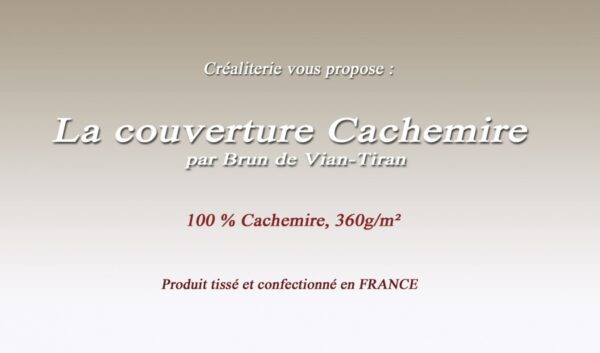 Couverture de lit Cachemire 360 g/m² Brun de Vian-Tiran en pur cachemire fabrication Française