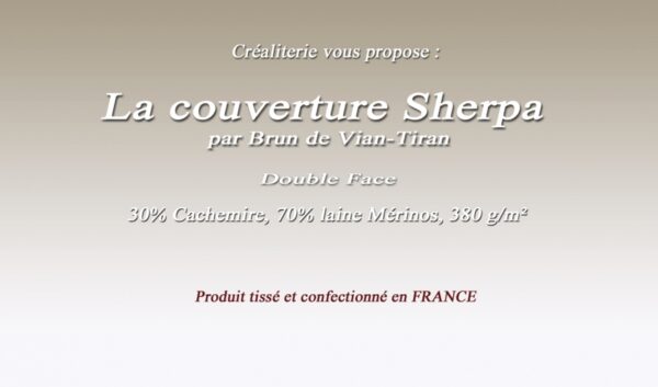 Couverture bvt Sherpa 380 gr/m² Brun de Vian-tiran cachemire et Mérinos fabrication Française