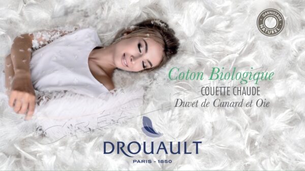 Couette  Drouault Coton Biologique 350 g/m², Duvet de canard et oie recyclés housse Coton biologique Fabriquée en France. – Image 4