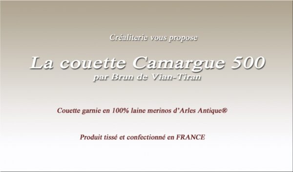 Couette Bvt Camargue 500 g/m² Brun de Vian-Tiran merinos d Arles antique® Fabrication Française