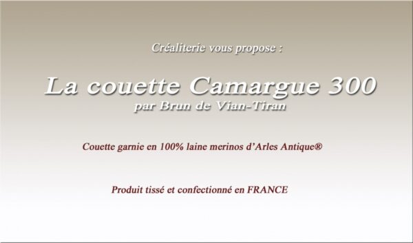 Couette Bvt Camargue 300 g/m² Brun de Vian-Tiran merinos d Arles antique® Fabrication Française – Image 2