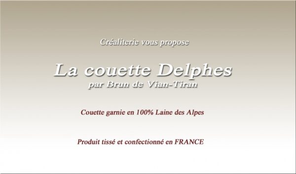 Couette BVT Delphes 200 gr/m² Brun de Vian-Tiran Laine vierge de France Fabrication Française – Image 2