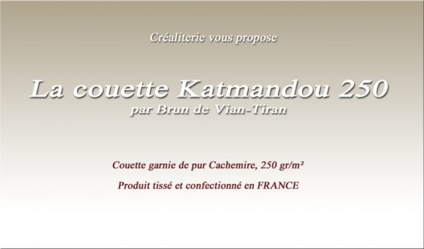 Couette Bvt Katmandou 250 gr/m² Brun de Vian-Tiran en Cachemire Fabrication Française – Image 2
