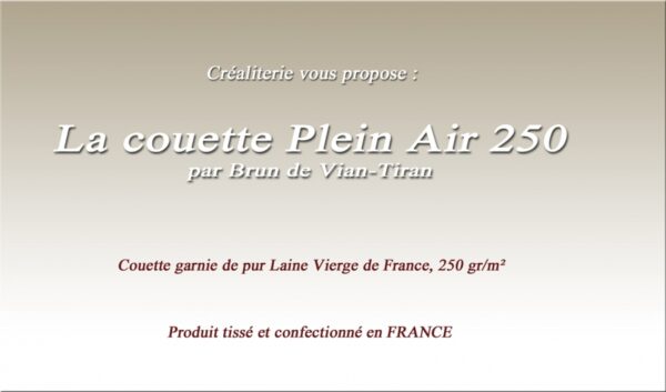 Couette Bvt Plein Air 250 gr/m² Brun de Vian-Tiran en laine vierge de France Fabrication Française – Image 2