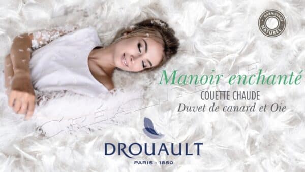 Couette Drouault Manoir Enchanté plate bande 400 g/m², Duvet de canard et oie recyclés housse issu de l'agriculture biologique Fabriquée en France. – Image 5
