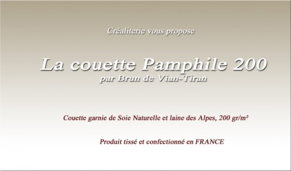 Couette Bvt Pamphile 200 g/m² Brun de Vian tiran soie et laine des Alpes Fabrication Française – Image 2
