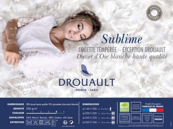 Couette Drouault Sublime 200 g/m² naturel, en Duvet d'oie Haute Qualité housse Micro Tencel Fabrication Française – Image 6