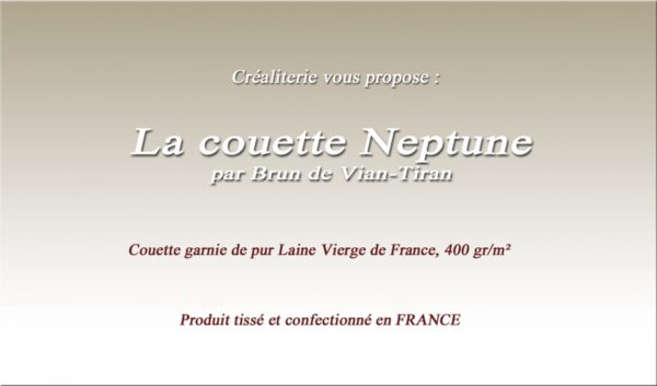 Couette Bvt Neptune 400 gr/m² Brun de Vian-Tiran en laine vierge de France Fabrication Française
