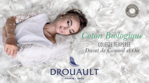 Couette  Drouault Coton Biologique 250 g/m², Duvet de canard et oie recyclés housse Coton biologique Fabriquée en France. – Image 6
