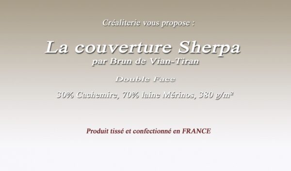 Couverture bvt Sherpa 380 gr/m² Brun de Vian-tiran cachemire et Mérinos fabrication Française – Image 2