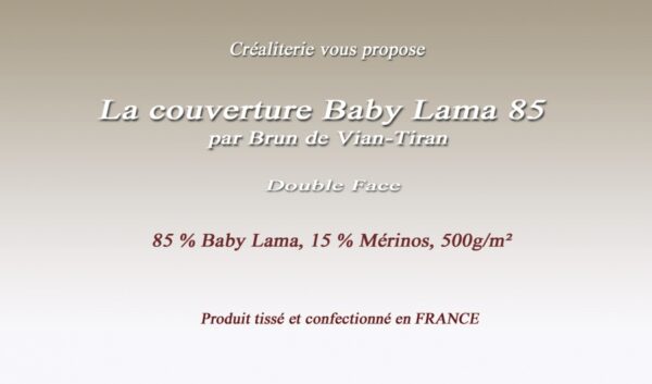 Couverture de lit Baby Lama 85 (500 g/m²) Brun de Vian-Tiran en Baby Lama et mérinos Fabrication Française – Image 2