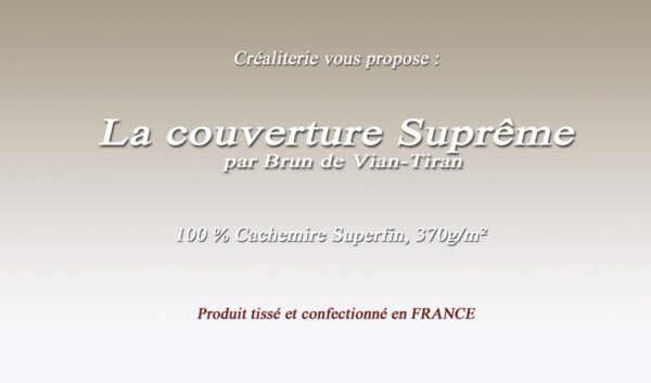 Couverture de lit Suprême 370 g/m² Brun de Vian-Tiran pur cachemire superfin fabrication Française – Image 2