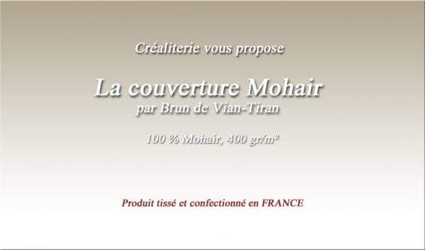 Couverture de lit Mohair 400 g/m² Brun de Vian-Tiran en mohair fabrication Française – Image 2