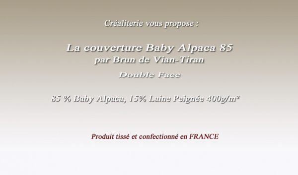 Couverture de lit Baby Alpaca 85 (400 g/m²) Brun de Vian-Tiran(Bvt) en Baby Alpaca et laine peignée – Image 2