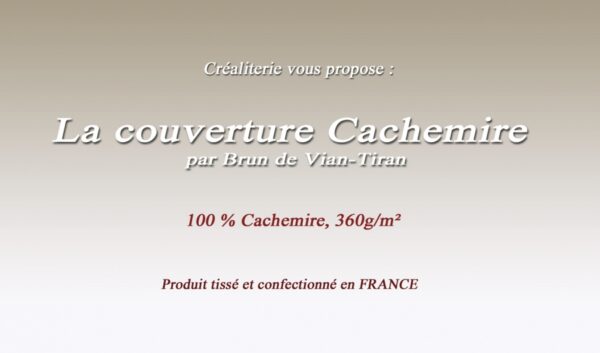 Couverture de lit Cachemire 360 g/m² Brun de Vian-Tiran en pur cachemire fabrication Française – Image 2