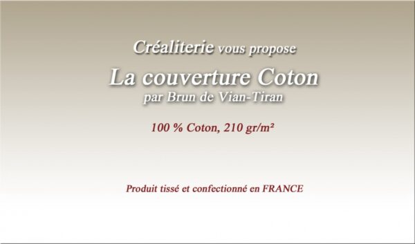 Couverture bvt Coton 210 g/m² Brun de Vian-Tiran 100 % Coton Fabrication Française – Image 2