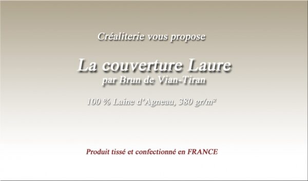 Couverture de lit Bvt Laure 380 g/m² Brun de Vian-Tiran en laine d agneau Fabrication Française – Image 2